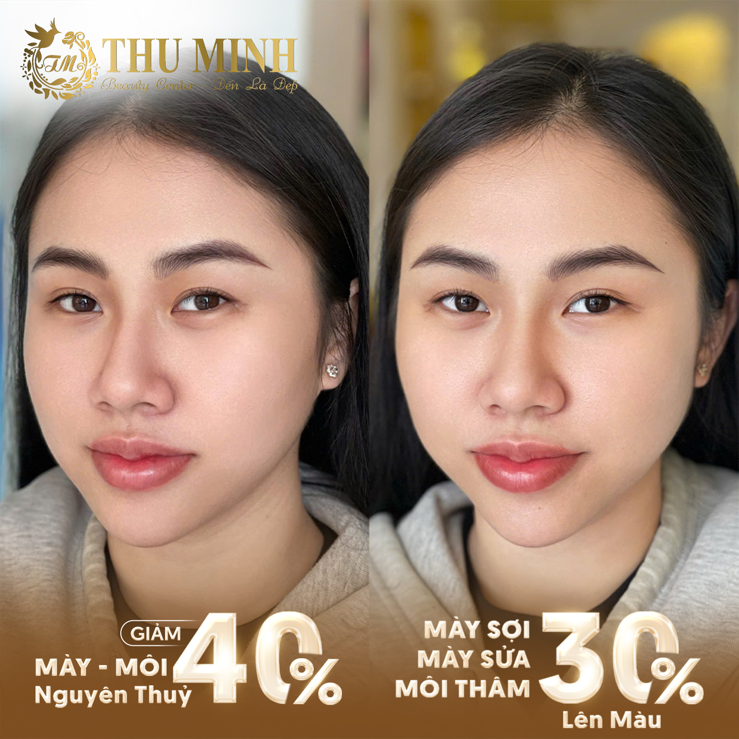 ƯU ĐÃI GIẢM 40% PHUN MÀY OMBRE CHUẨN TỶ LỆ GƯƠNG MẶT 2026 – TỰ NHIÊN, LÊN MÀU ĐẸP TẠI THẨM MỸ VIỆN THU MINH